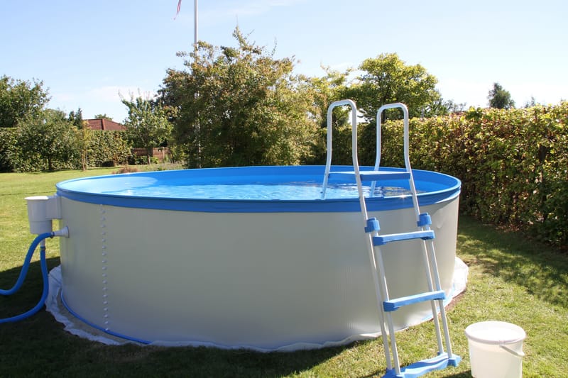 Pool Kreta Ø350 x 90 cm, stege + pump - Swim & Fun - Pool ovan mark